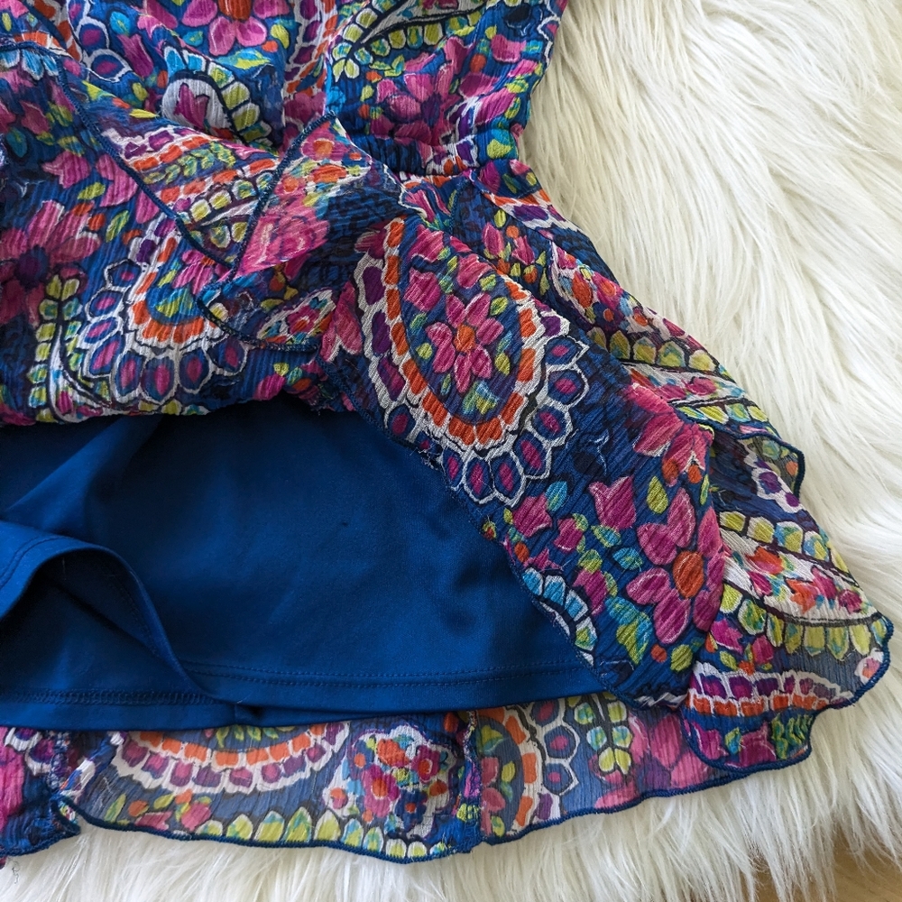 Girls Floral Paisley Dress in Blue and Pink - Picture 3 of 5